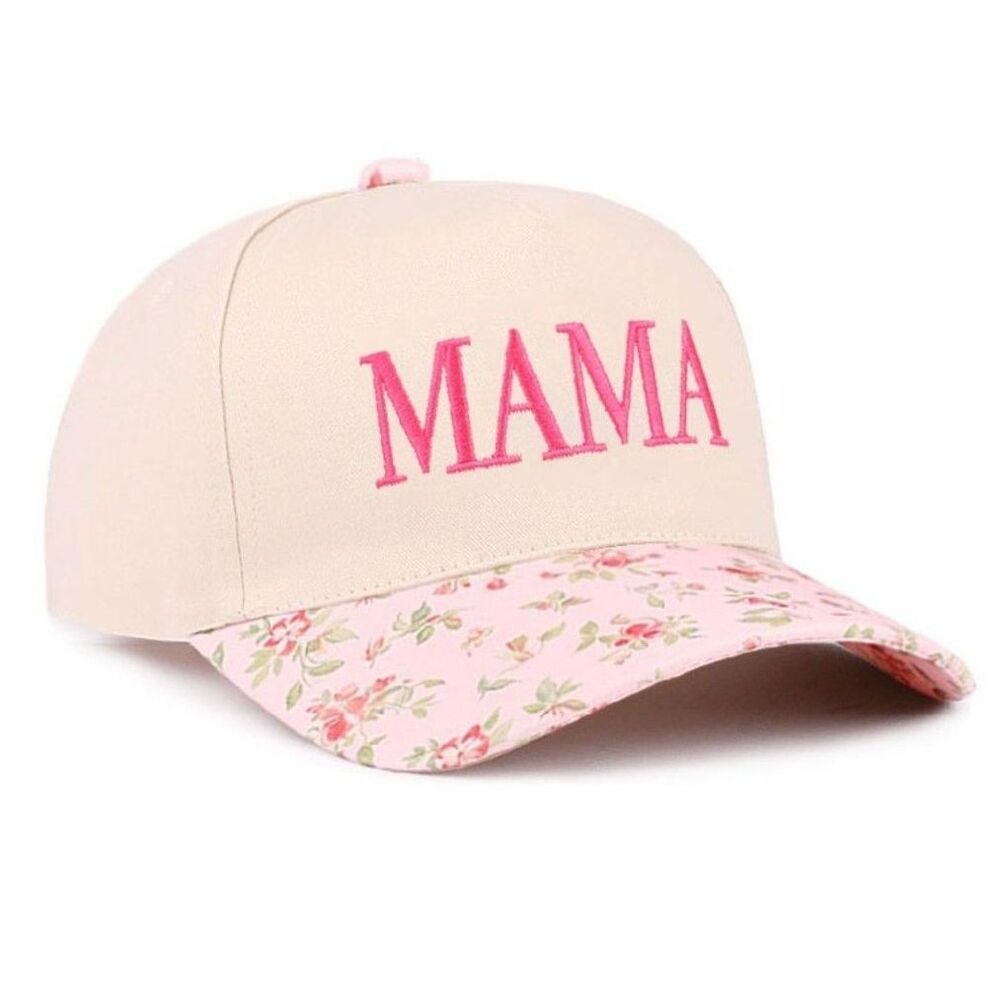 Mama Two-Tone‎ Cotton Cap Cougar Pink Floral O/S NEW